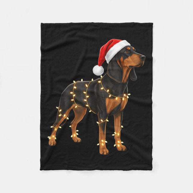 Dog Dachshund Wrapped In Christmas Lights - Holida Fleecedecke (Vorderseite)