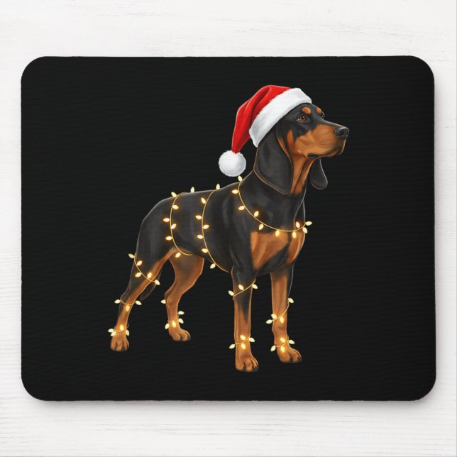 Dog Dachshund Wrapped In Christmas Lights - Holida Mousepad (Vorne)