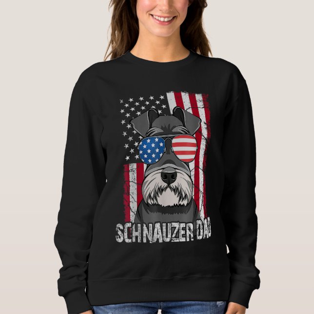 Dog Dad Fathers Day  Mini Schnauzer USA Flag 4th o Sweatshirt (Vorderseite)