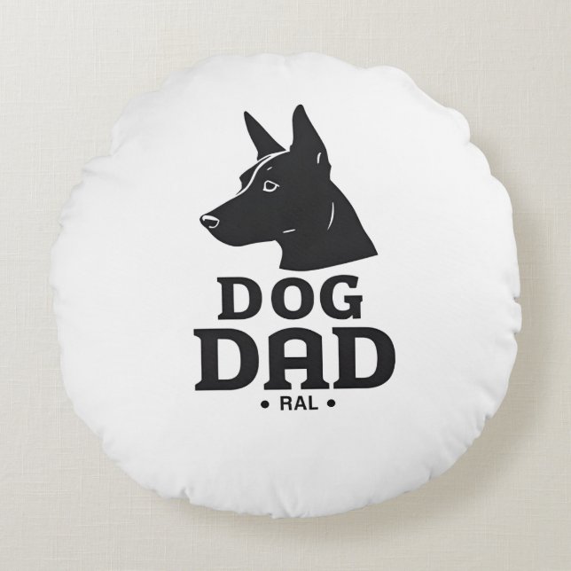 Dog Dad Gifts for Him – Funny & Custom Gea Rundes Kissen (Vorderseite)