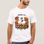 Dog Dad Portrait Personalized Number Custom Design T-Shirt<br><div class="desc">Dog Dad Portrait Personalized Number Custom Design This ready-made custom design features a fun and modern layout created especially for proud dog dads. With five adorable dog portraits surrounding the center, this design highlights the customizable number to represent your beloved fur babies. Whether you have one dog or a whole...</div>