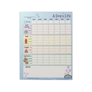 Dog Daily Tracker, Sonntag Start Notizblock