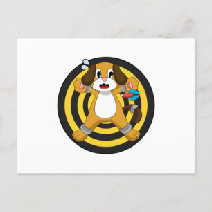 Dog Darts Dart Dartboard Postkarte