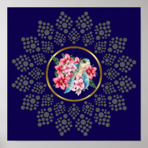 Dog dein eigenes Mandala mit Sea Turtle Center Ima Poster