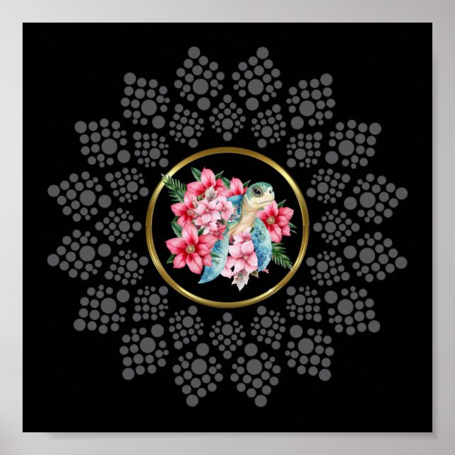 Dog dein eigenes Mandala mit Sea Turtle Center Ima Poster (Vorne)