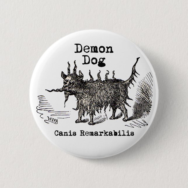 Dog Demon Vintag Funny Niedlich Button (Vorderseite)