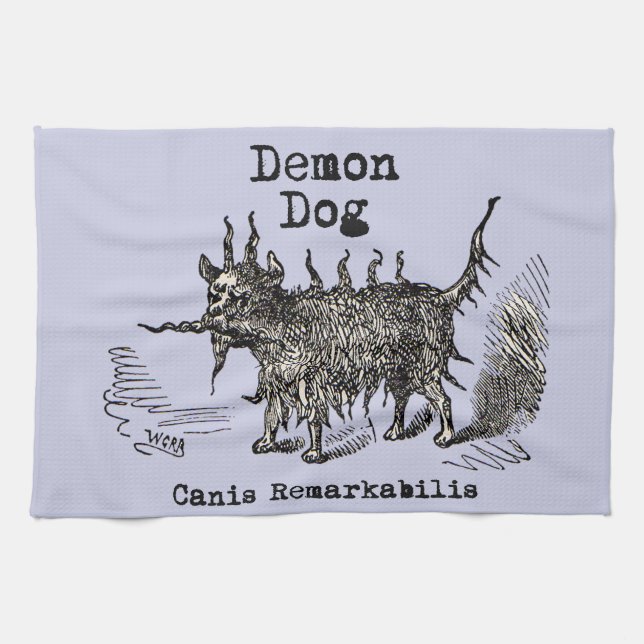 Dog Demon Vintag Funny Niedlich Handtuch (Horizontal)