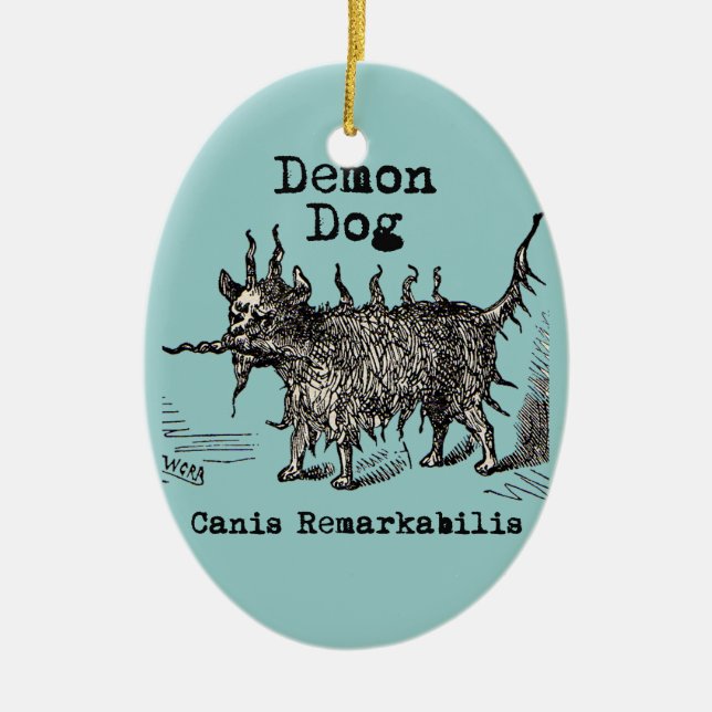 Dog Demon Vintag Funny Niedlich Keramikornament (Vorne)
