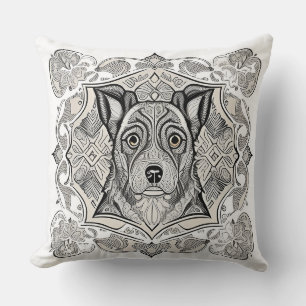 Dog Detaillierte Linie Art Kissen