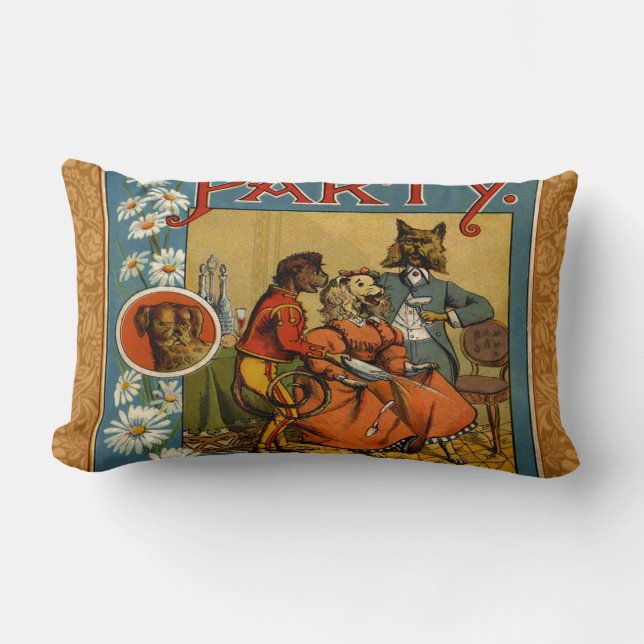 Dog Dinner Party Vintage Hundemodelle Lendenkissen (Vorderseite)
