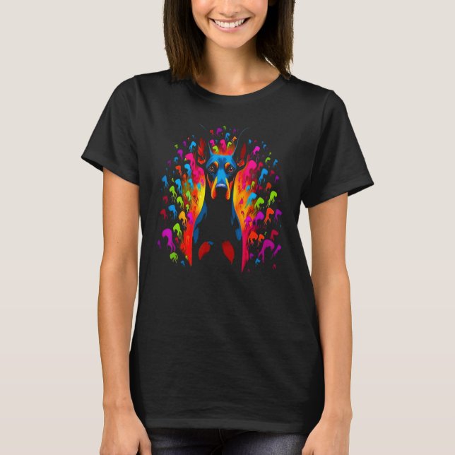 Dog Doberman Pinscher Abstract Art T-Shirt (Vorderseite)
