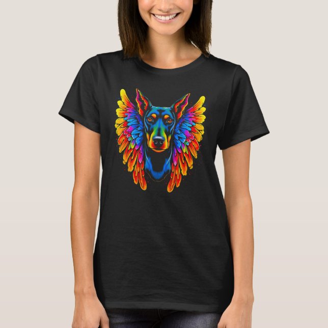Dog Doberman Pinscher Angel Wings T-Shirt (Vorderseite)