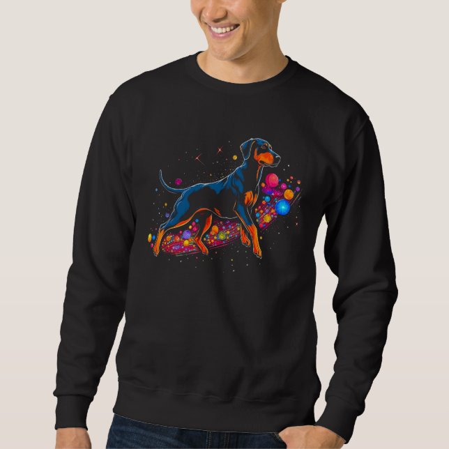 Dog Doberman Pinscher in Space Science Sweatshirt (Vorderseite)