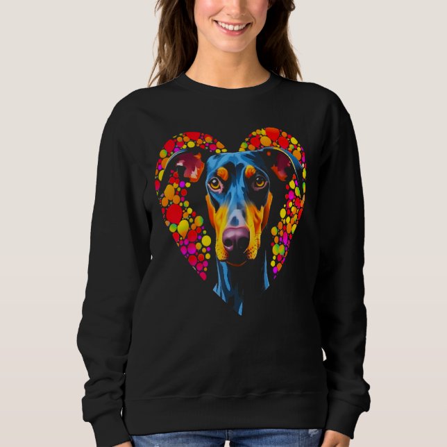 Dog Doberman Pinscher Love Heart Sweatshirt (Vorderseite)
