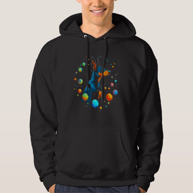 Dog Doberman Pinscher Space Planet Hoodie (Vorderseite)