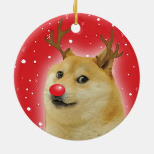 Dog Dogright Doggo Hund Weihnachtsmeme Karte rot Keramik Ornament