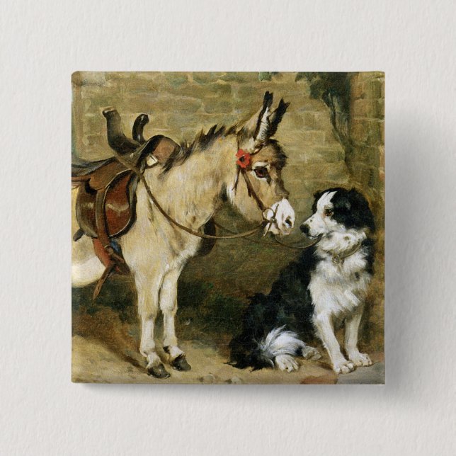 Dog & Donkey Animal Friends - Vintage Kunst von Em Button (Vorderseite)