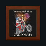 Dog Drives A Motorcycle To California Erinnerungskiste<br><div class="desc">A cute dog dressed as Santa drives a motorcycle to California with a New Year's Evecolorful Spectacular Fireworks celebration Are you a fan of the dog's Christmas season? elegant Happy New Year 2022 with colorful Spectacular Fireworks Festive with A cute dog dressed as Santa drives a motorcycle to California design...</div>