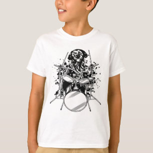 Dog Drummer Playing Drums Boy T-Shirt