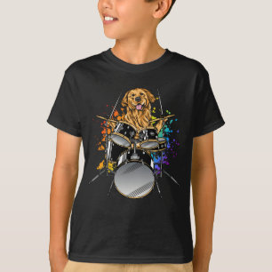 Dog Drummer Playing Drums Boy T-Shirt