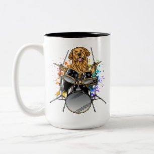 Dog Drummer Playing Drums Zweifarbige Tasse