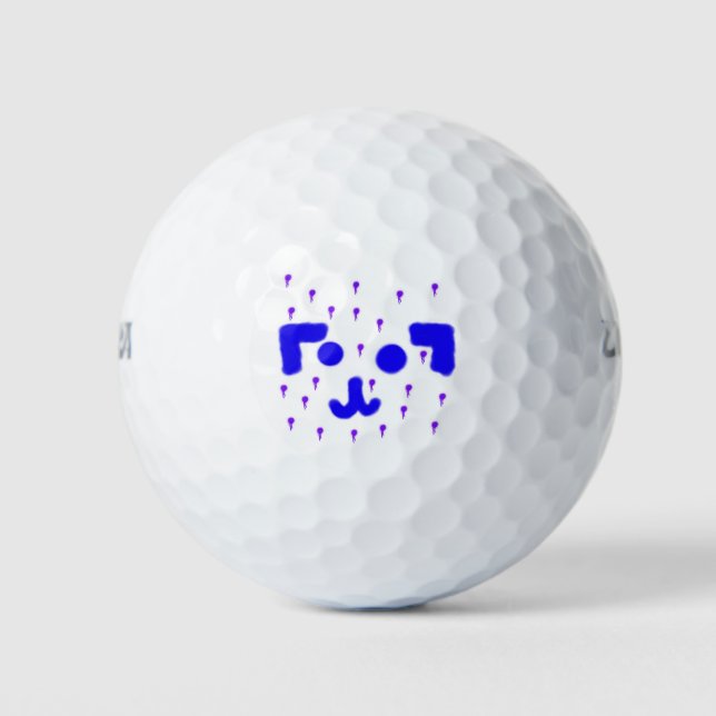 Dog Emoticon Paint Tropfen Golfball (Vorderseite)
