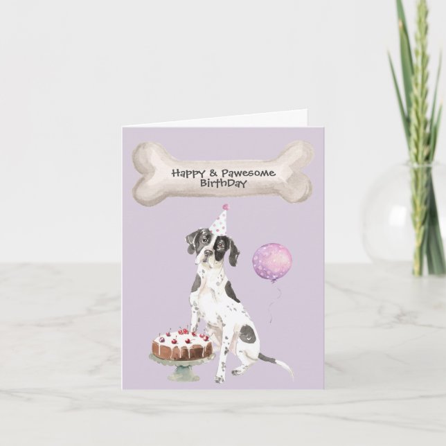 Dog English Pointer hat Geburtstagsparty Hut Kuche Feiertagskarte (Vorderseite)