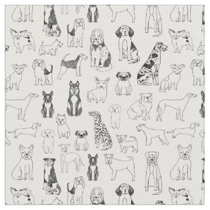 Dog Fabric - Schwarz-Weiß-Hund, Hundedesign, Hund Stoff
