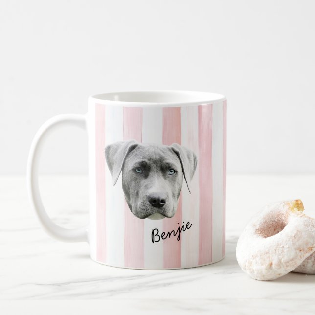 Dog Face | Custom Pet Photo and Name Kaffeetasse (Mit Donut)
