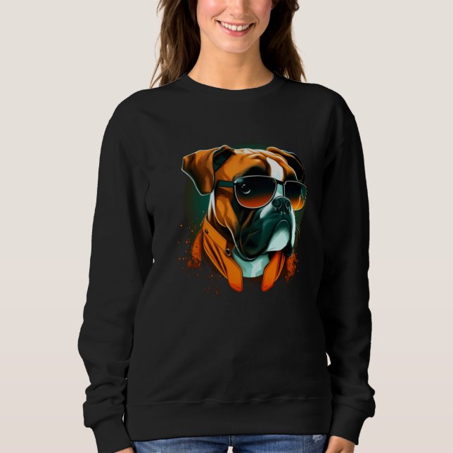 Dog Face for Boxer and Sunglasses Sweatshirt (Vorderseite)