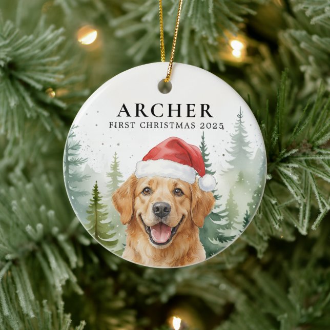 Dog First Christmas Pet Puppy Photo Personalized  Keramik Ornament (Baum)