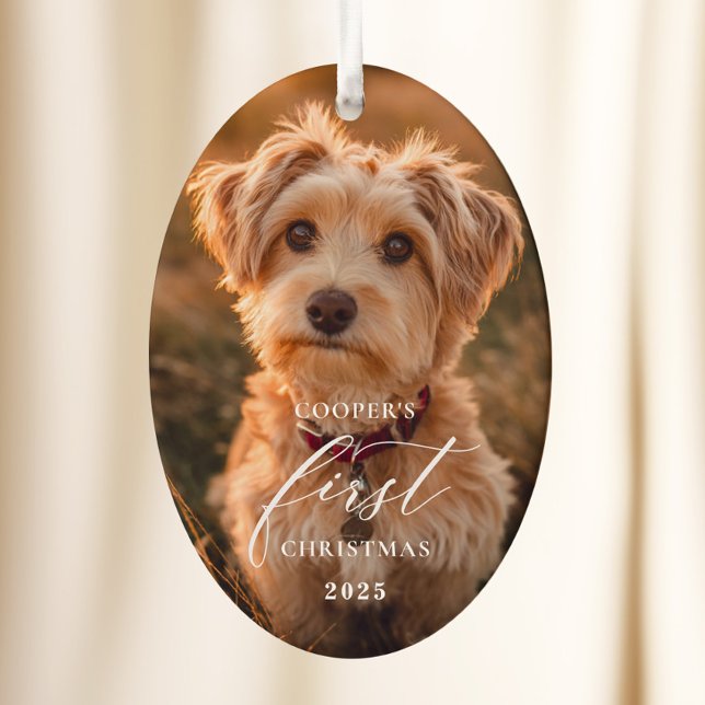 Dog First Christmas Script Ornament (Von Creator hochgeladen)