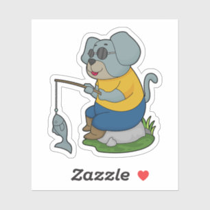 Dog Fishing Fisher Finish Aufkleber