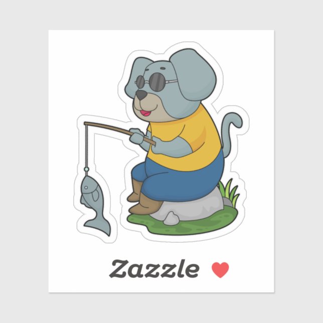 Dog Fishing Fisher Finish Aufkleber (Blatt)