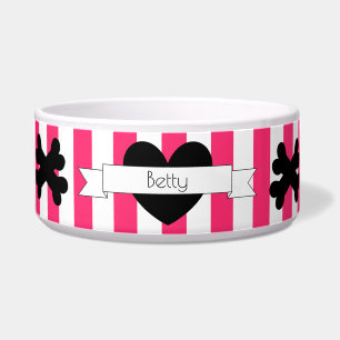 Dog Food Bowl mit rosa und weiße Streifen HAMbWG Napf