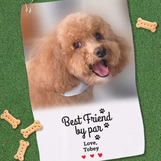 Dog Foto Best Friend by Par Fun BESTE FREUNDIN Fun Golfhandtuch (Dog Photo Best Friend By Par Fun BFF Funny Modern Golf Towel)