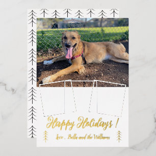 Dog Foto Collage Gold Foil White Holiday Card Folien Feiertagskarte
