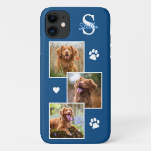 Dog Foto Collage Monogram Blue Pet Case-Mate iPhone Hülle