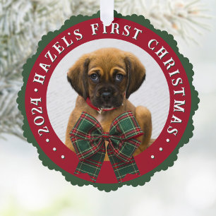 Dog Foto Kariert Bow Weihnachtszeitung Ornament Ca Karte