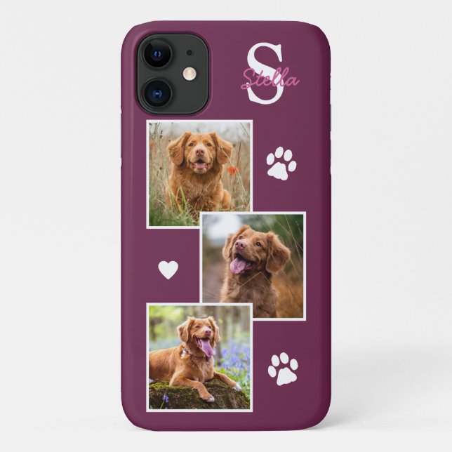 DOG Foto Klebemasse Monogram Magenta PET Case-Mate iPhone Hülle (Rückseite)