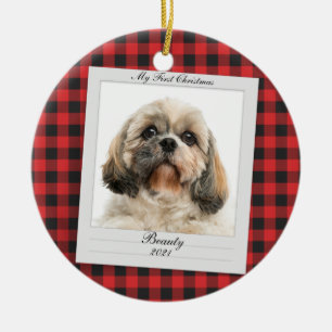 Dog Foto von First Christmas Pet Name Year Custom Keramik Ornament