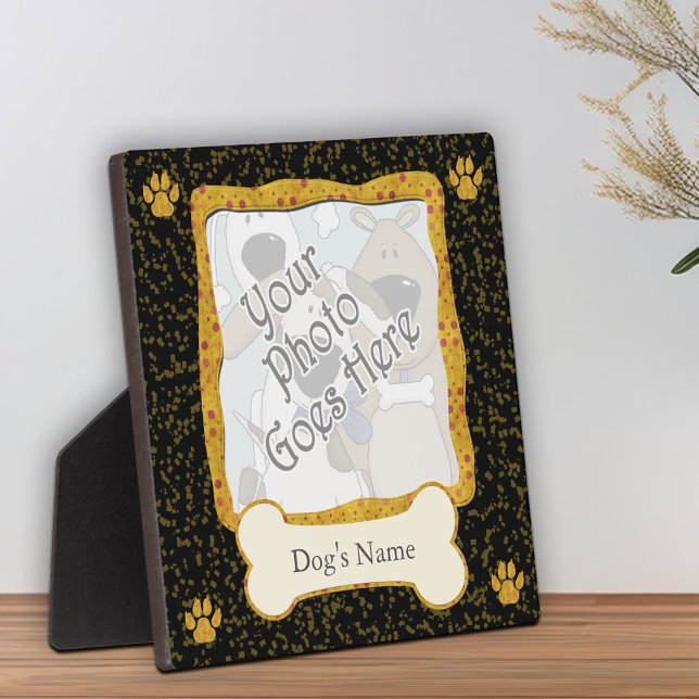 Dog-Fotovorlage Whimsical Keepake Display Fotoplatte (Dog Photo Template Whimsical Keepsake Display Plaque with photo and name templates)