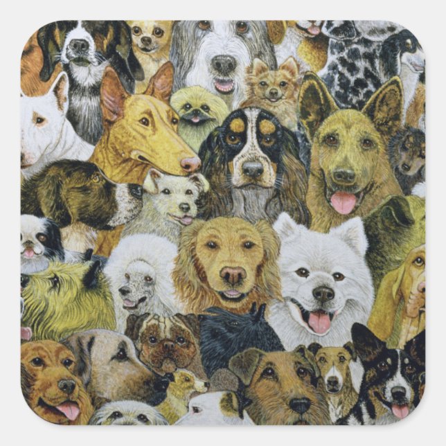 Dog Friends Quadratischer Aufkleber (Vorderseite)