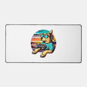 Dog Gamer, Retro Vintag Design Schreibtischunterlage