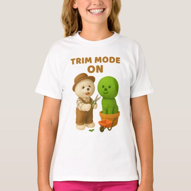 Dog Gardener Bichon Topiary Trim Surreal T-Shirt (Vorderseite)