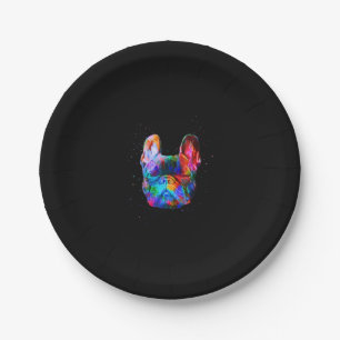 Dog Geometric Colour Splash Pop Art French Bulldog Pappteller