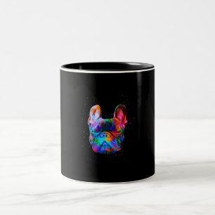 Dog Geometric Colour Splash Pop Art French Bulldog Zweifarbige Tasse