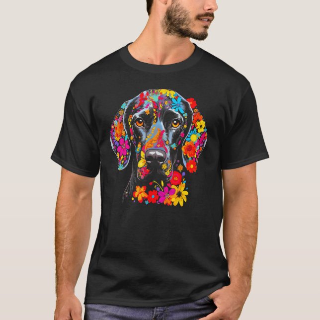 Dog German Shorthaired Pointer Flower Peace T-Shirt (Vorderseite)