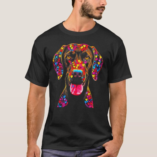 Dog German Shorthaired Pointer Love Peace T-Shirt (Vorderseite)