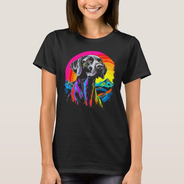 Dog German Shorthaired Pointer Mountain Nature Sun T-Shirt (Vorderseite)